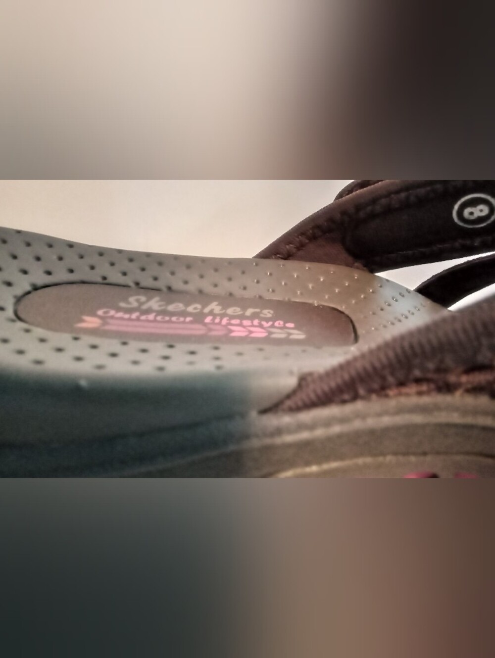 Skechers Women’s Pink Accent Brown Slide Sandals - Picture 4 of 6